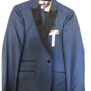 Paisley & Gray Navy/Black Polka Dot Tux / Suit